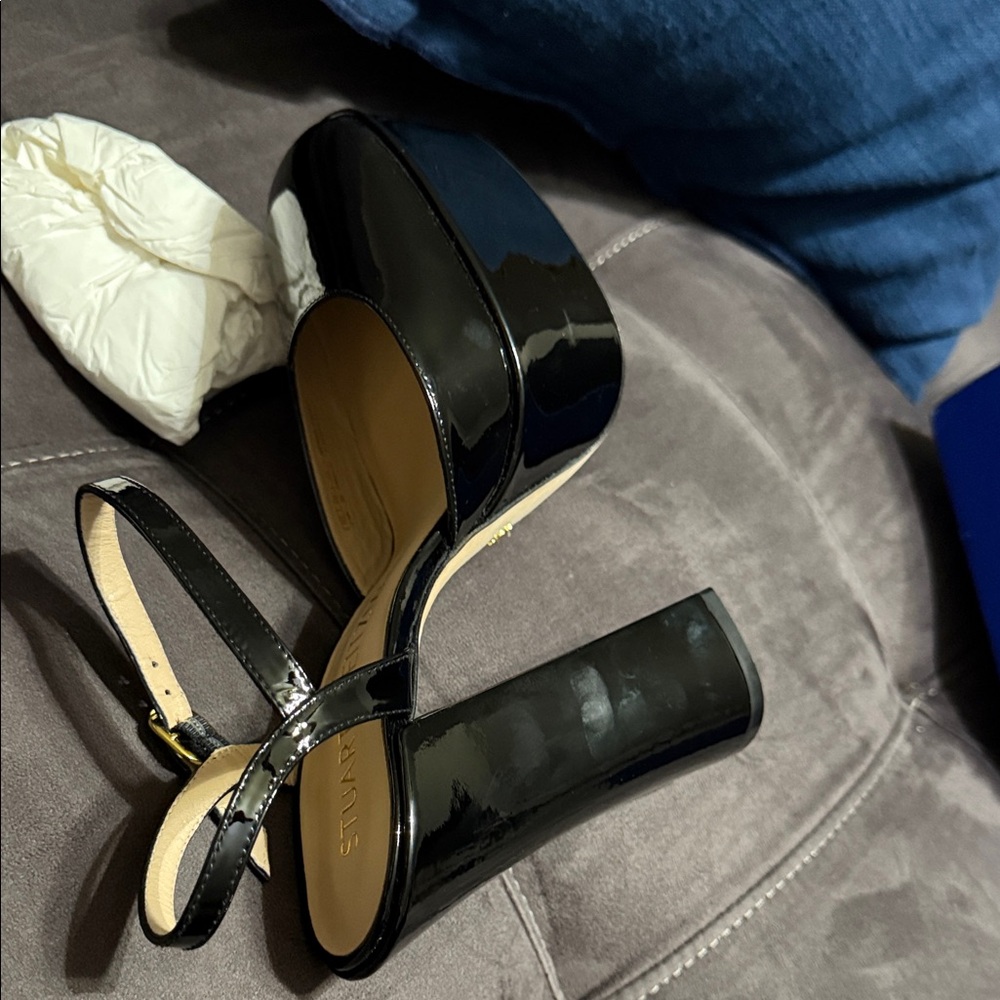 Stuart Weitzman Black Patent Platform Heels - Picture 1 of 1
